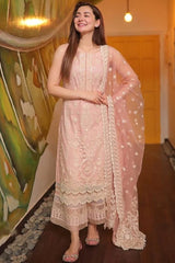 LF-LM54 3Pc Unstitched Embroidered Lawn Suit With Organza Embroidered Dupatta
