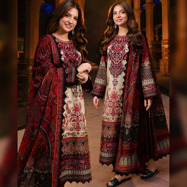 LF-280 Unstitched Digital Printed Lawn Suit 3pc With Digital Printed Lawn Dupatta