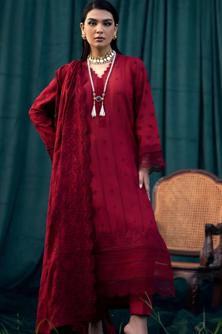 LF-MO24 Chikenkari Embroidered Lawn 3Pc Suit With Lawn Embroidered Dupatta