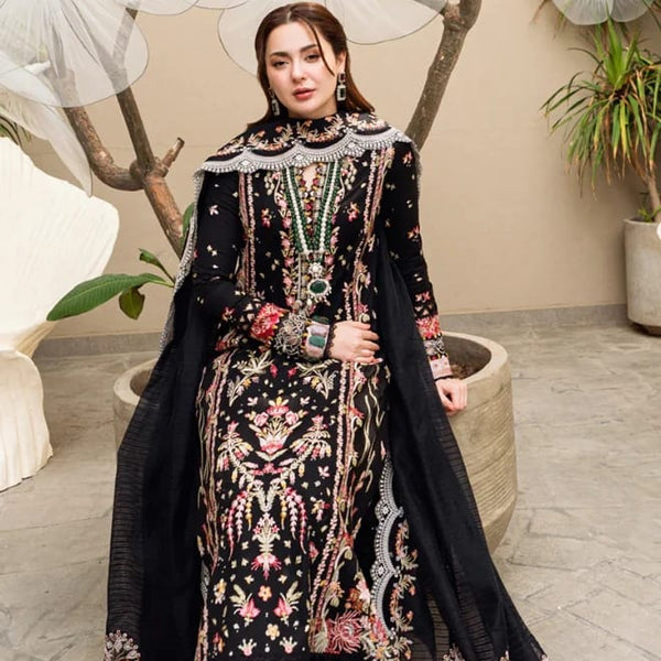 SR-QL2655 Unstitched Heavy Embroidered Dhanak Suit With Bamber Chiffon Embroidered Dupatta