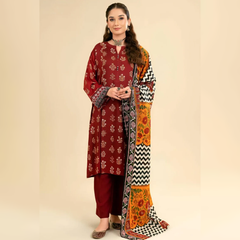 LF-MT26 Unstitched Embroidered Lawn 3Pc Suit With Monar Digital Printed Dupatta