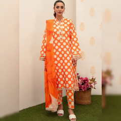 LF-BQ408 Digital Printed Unstitched Lawn Suit 3pc With Monar Digital Printed Dupatta