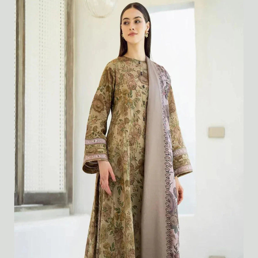 Khaddar 3pc Digital Printed Suit With Digital Printed Khaddar Dupatta