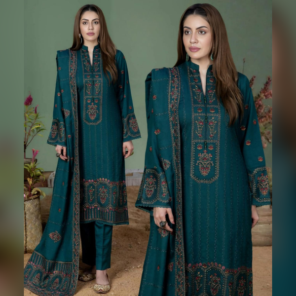 Highly Recommended SR-AJ940 Unstitched Fully Embroidered Lawn Suit With 4 Sided Embroidered Lawn Dupatta