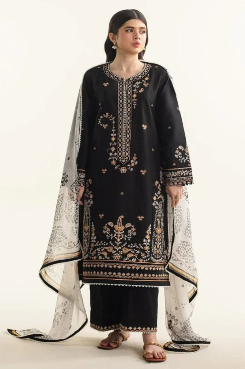 SR-CO2650 Lawn Unstitched 3pc Embroidered Suit With Digital Printed Poly Lawn Dupatta