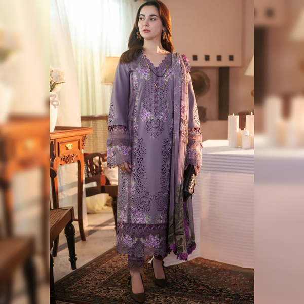 SR-JD2680 Lawn Unstitched Embroidered 3pc Suit With Lawn Digital Printed Dupatta