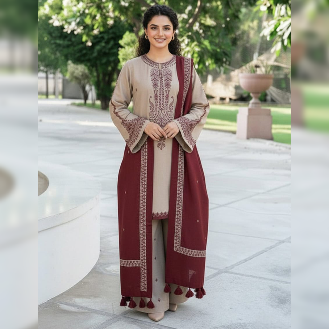 SR-KD910 Unstitched Embroidered Lawn Suit With Lawn Embroidered Dupatta