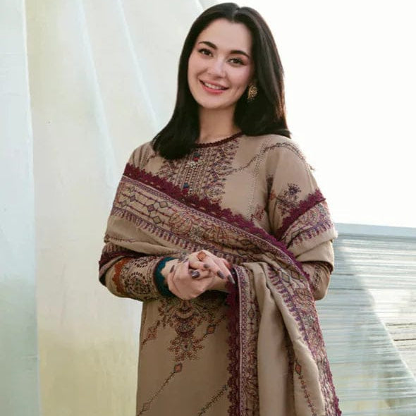 SR-FL895 Unstitched Heavy Embroidered Dhanak Suit With Embroidered Dhanak Shawl