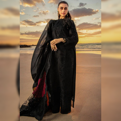 SR-KH2640 Lawn Unstitched Embroidered 3pc Suit With Organza Embroidered Dupatta