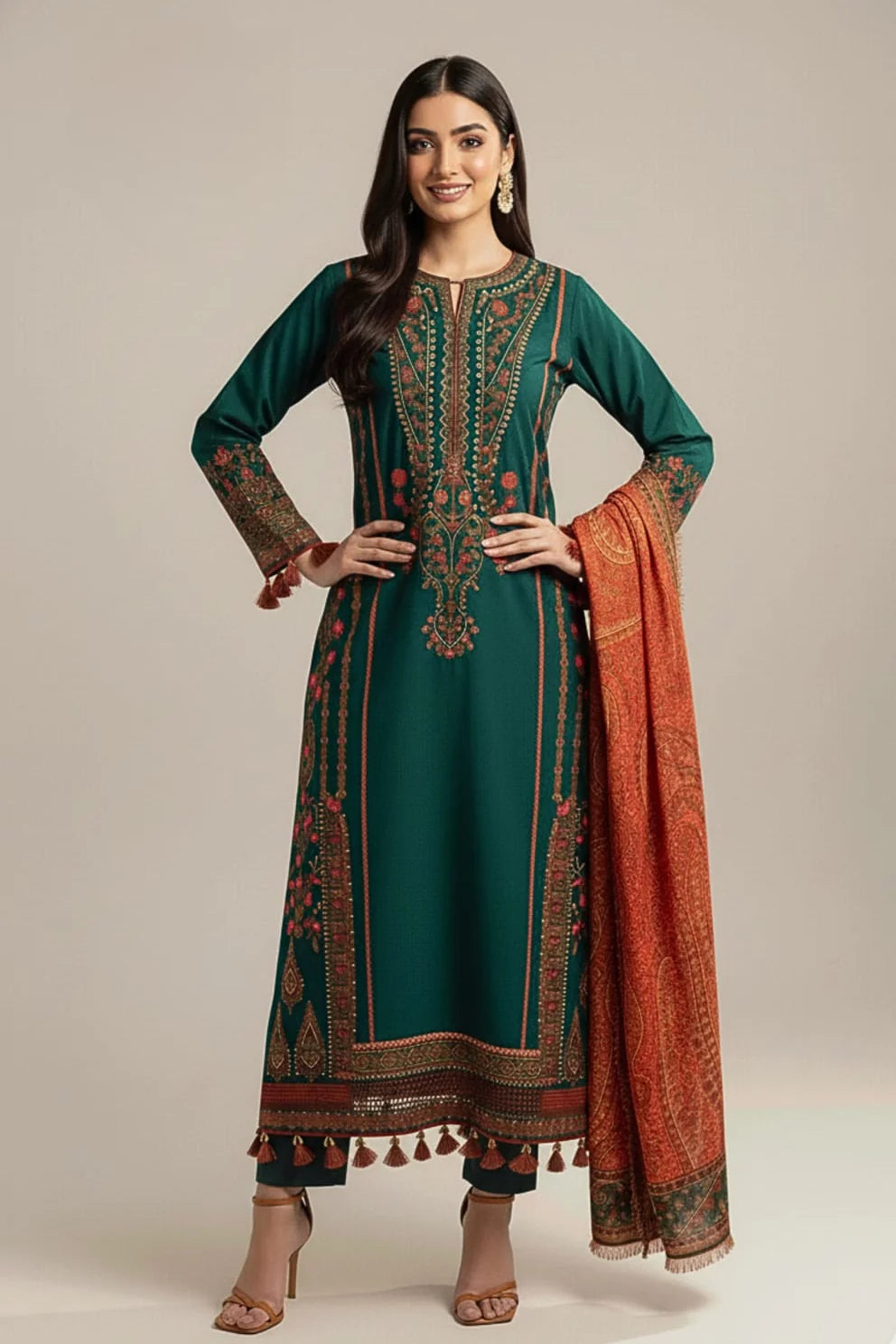 LF-MB525 Lawn Embroidered Suit With Digital Printed Lawn Dupatta