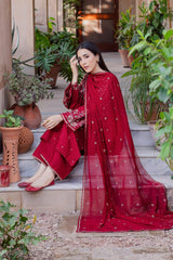 LF-BT2700 Unstitched Fully Embroidered Lawn Suit With Embroidered Bamber Chiffon Dupatta