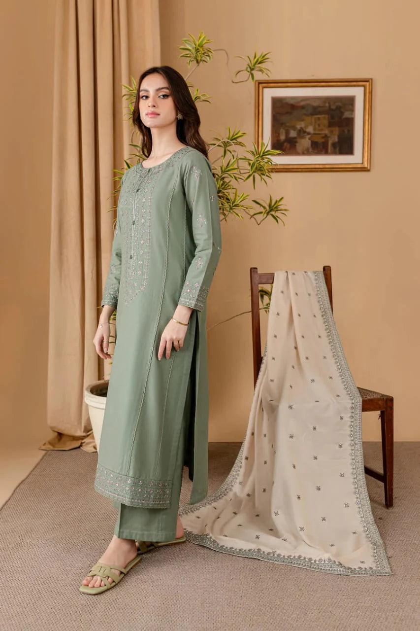 LF-RP600 Unstitched Fully Embroidered Lawn Suit With Embroidered Lawn Dupatta