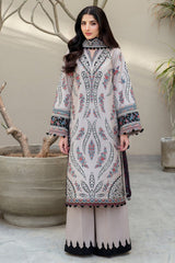 LF-JZ2865 Lawn Unstitched Embroidered 3pc Suit With Soft Monar Digital Printed Dupatta