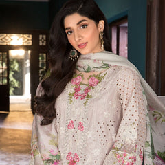 SR-EL12 Lawn Unstitched 3pc Fully Embroidered Suit With Silk Printed Dupatta