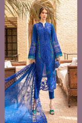 SR-2590 Lawn Unstitched Embroidered 3pc Suit With Organza Embroidered Dupatta