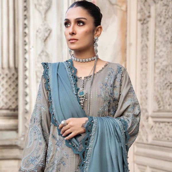 SR-IZ01 Unstitched Embroidered Dhanak Wool Suit With Embroidered Dhanak Shawl