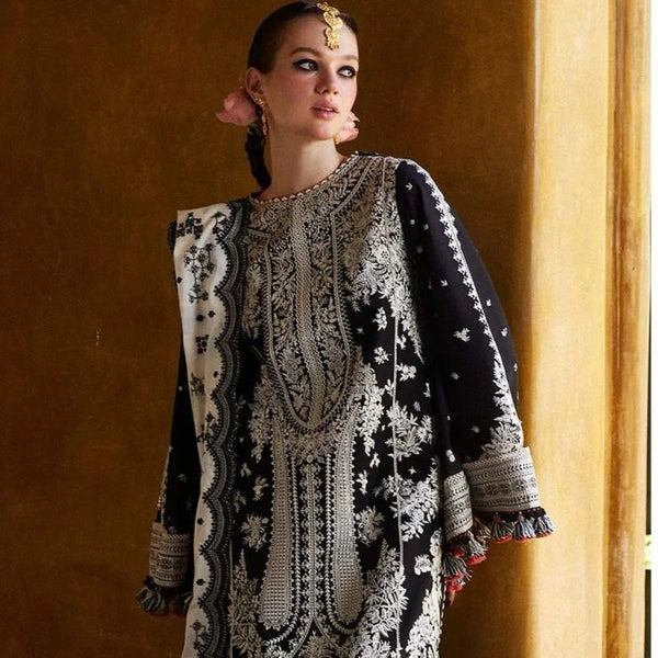 SR-MB2615 Lawn Unstitched Embroidered 3pc Suit With Bamber Chiffon Embroidered Dupatta