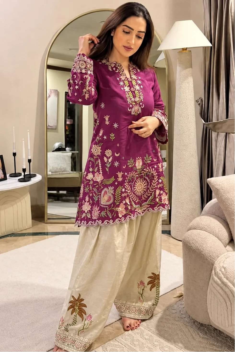 LF-MB55 Dhanak Fully Embroidered 2pc With Fully Embroidered Trouser
