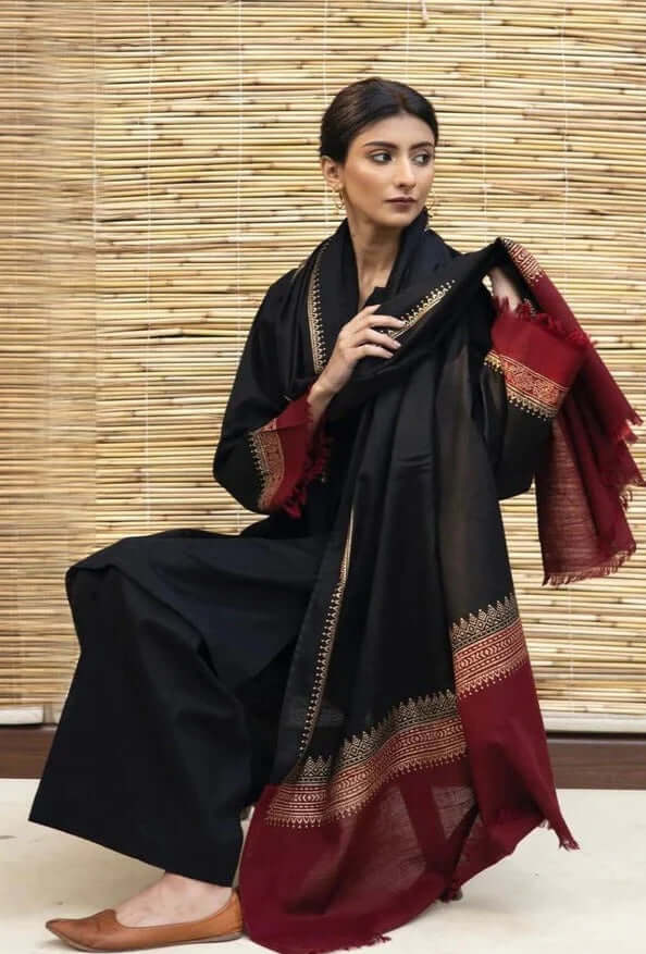 SR-1076 3Pc Unstitched Dhanak Suit with Printed Woolen Shawl