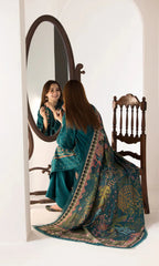 SR-SN61 Dhanak Embroidered Suit With Digital Printed Wool Shawl