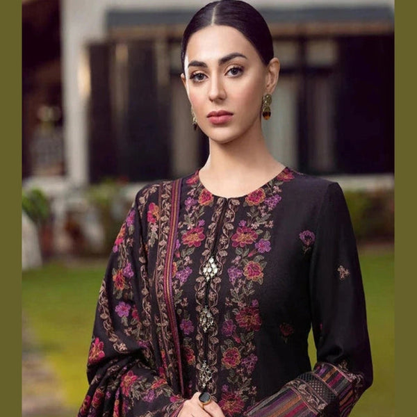 SR-920 Unstitched Heavy Embroidered Dhanak Suit Embroidered Dhanak Shawl