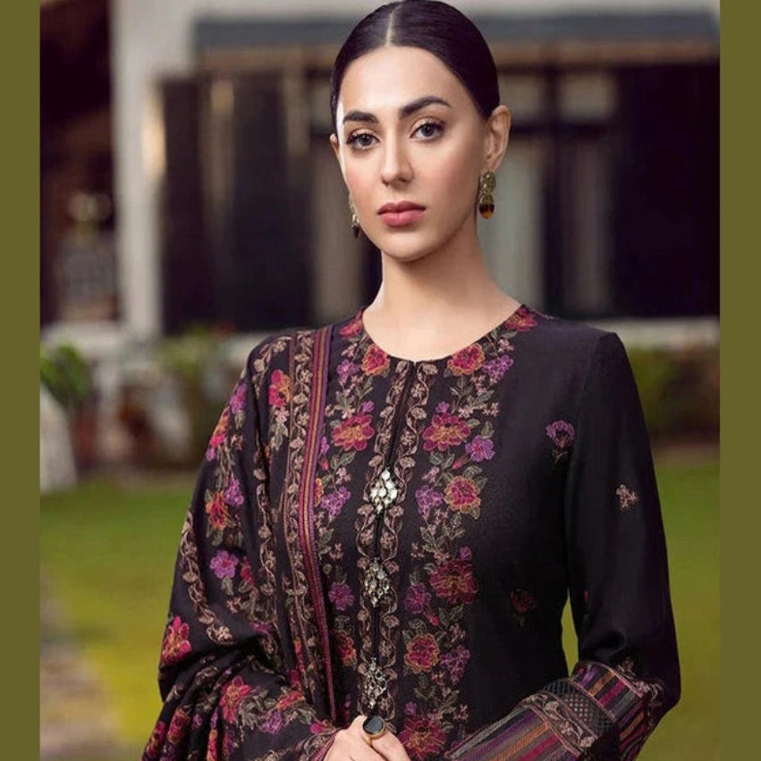 SR-920 Unstitched Heavy Embroidered Dhanak Suit Embroidered Dhanak Shawl