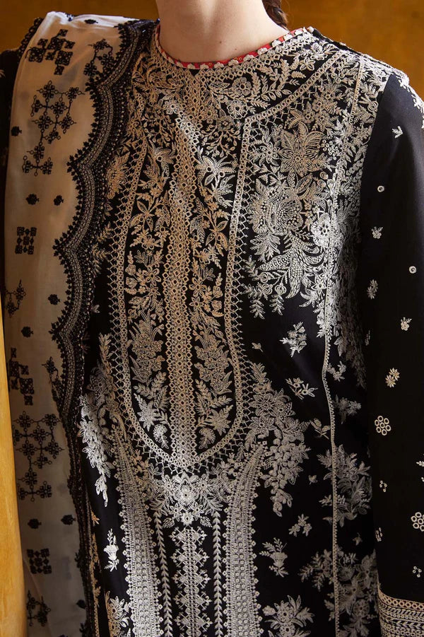 SR-MB2615 Lawn Unstitched Embroidered 3pc Suit With Bamber Chiffon Embroidered Dupatta