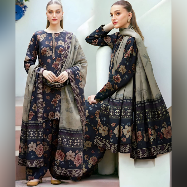 SR-BQ412 Digital Printed Lawn Suit 3pc With Lawn Digital Printed Dupatta