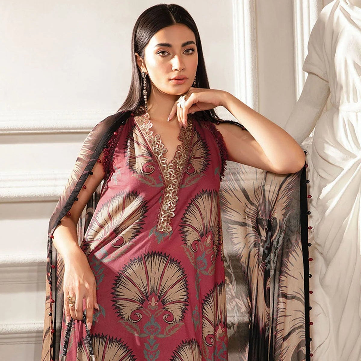 SR-MB444 Digital Printed Unstitched Lawn Suit 3pc With Lawn Digital Printed Dupatta