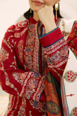SR-ZS55 Unstitched Fully Embroided Dhanak Suit With Wool Shawl