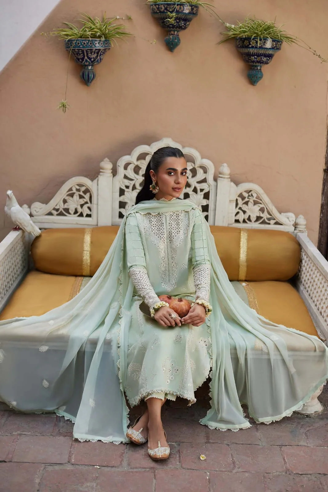 LF-ZH807 Unstitched Fully Embroidered Lawn Suit With Embroidered Bamber Chiffon Dupatta