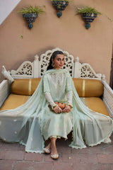 LF-ZH807 Unstitched Fully Embroidered Lawn Suit With Embroidered Bamber Chiffon Dupatta