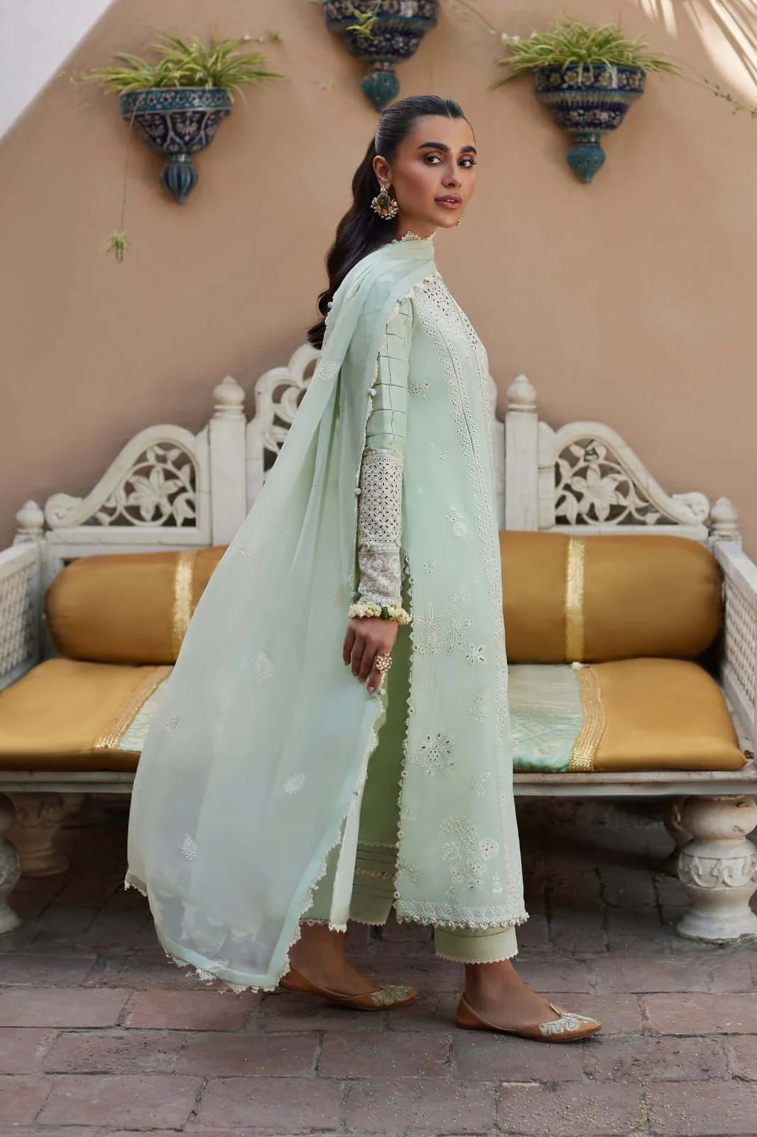 LF-ZH807 Unstitched Fully Embroidered Lawn Suit With Embroidered Bamber Chiffon Dupatta