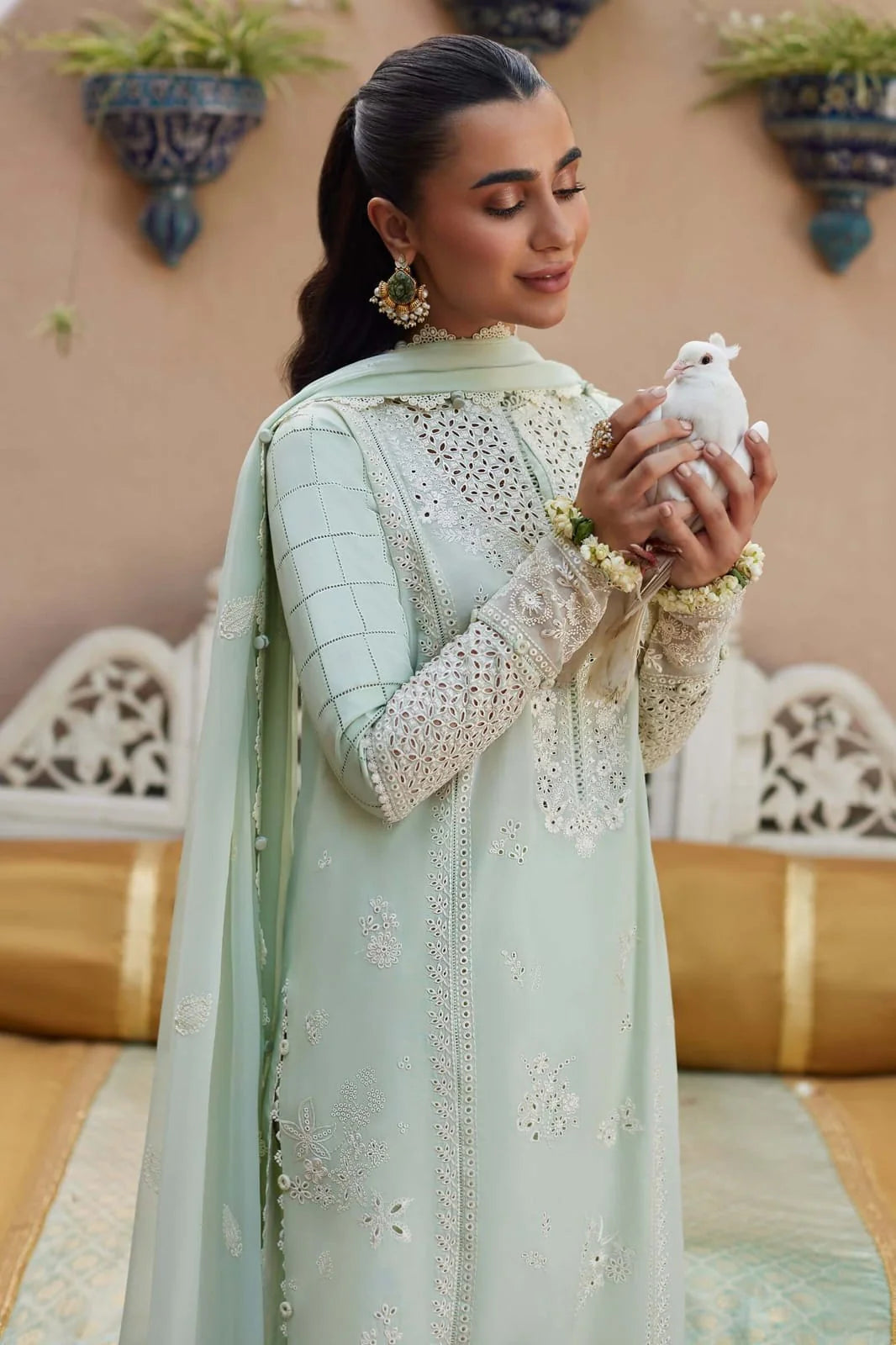 LF-ZH807 Unstitched Fully Embroidered Lawn Suit With Embroidered Bamber Chiffon Dupatta