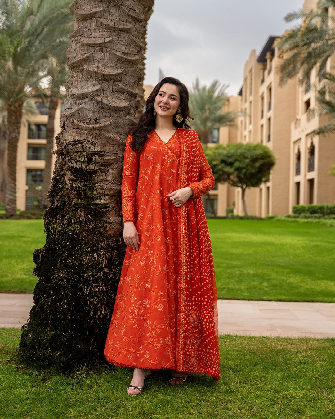 LF-FS1005 Lawn Unstitched Frock Fully Embroidered 3pc Suit With Cotton Lawn Printed & Embroided Dupatta