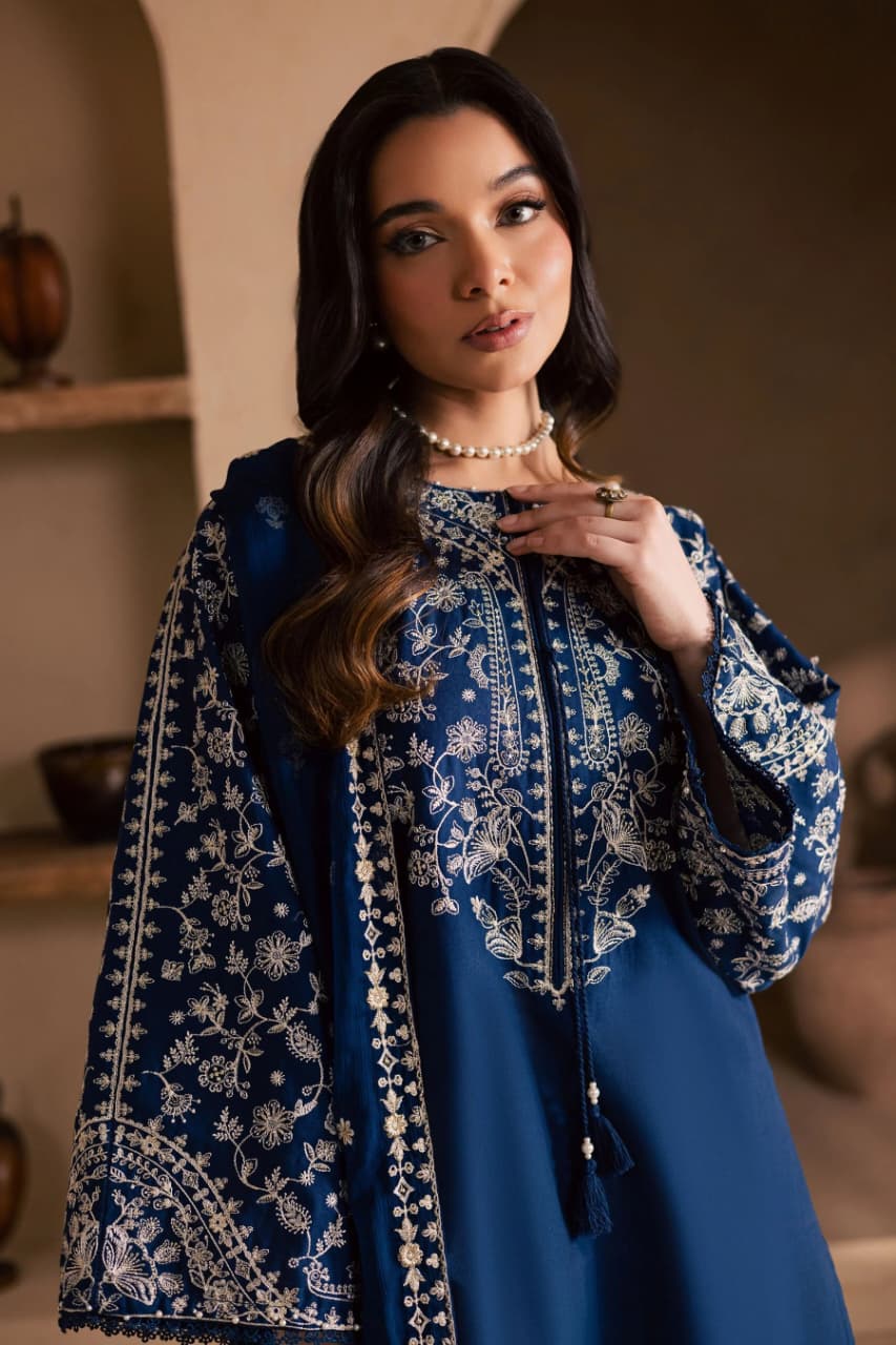 LF-BT2835 Unstitched Fully Embroidered Lawn Suit With Embroidered Bamber Chiffon Dupatta
