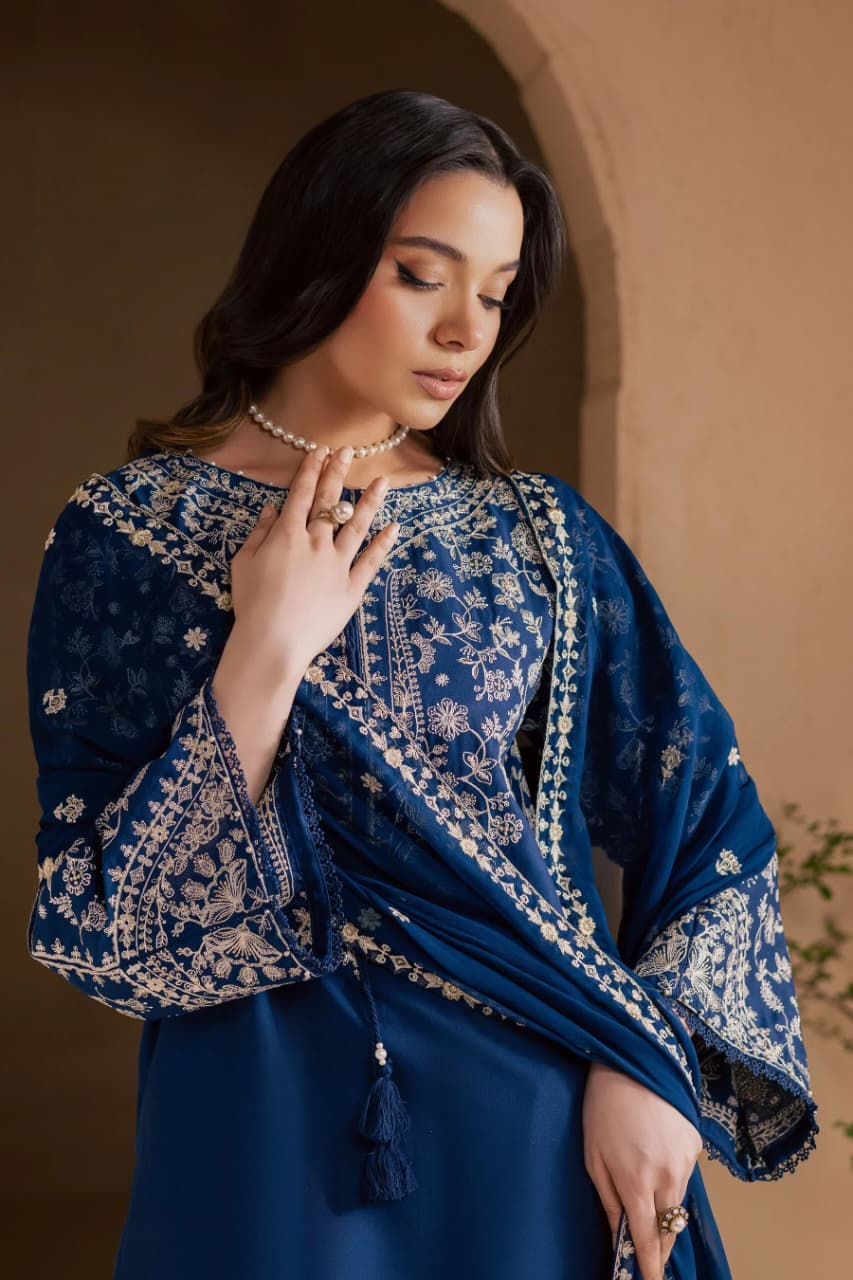 LF-BT2835 Unstitched Fully Embroidered Lawn Suit With Embroidered Bamber Chiffon Dupatta