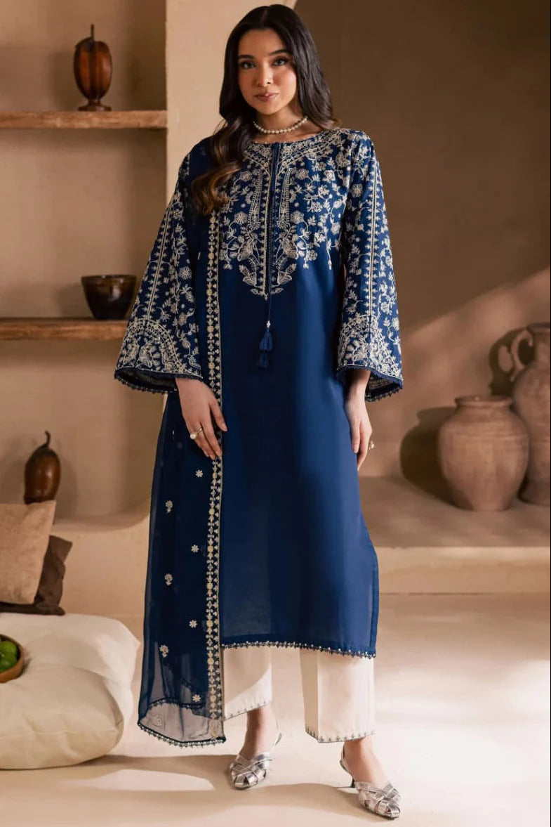 LF-BT2835 Unstitched Fully Embroidered Lawn Suit With Embroidered Bamber Chiffon Dupatta