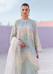 LF-MB2805B Lawn Unstitched Fully Embroidered 3pc Suit With Organza Digital Printed Dupatta With Embroided Four Side Laces