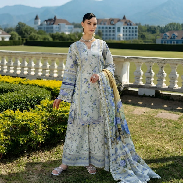 LF-MB485 Unstitched Digital Printed Lawn Suit 3pc With Digital Printed Lawn Dupatta