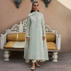 LF-ZH807 Unstitched Fully Embroidered Lawn Suit With Embroidered Bamber Chiffon Dupatta