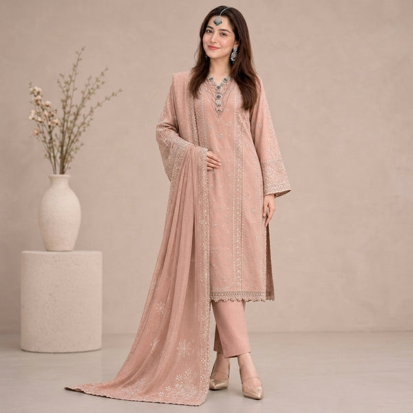 LF-QL2785 Lawn Unstitched Fully Embroidered 3pc Suit With Cotton Net Fully Embroided Dupatta