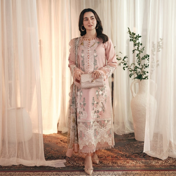 LF-QL2765 Lawn Unstitched Fully Embroidered 3pc Suit With Monar Four Side Embroided Digital Printed Dupatta
