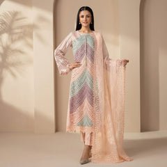 LF-MB2805A Lawn Unstitched Fully Embroidered 3pc Suit With Organza Digital Printed Dupatta With Embroided Four Side Laces