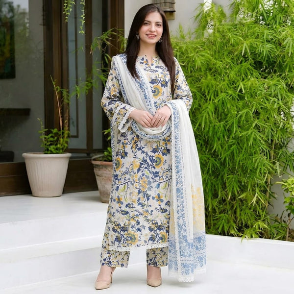 LF-D349 Digital Printed Lawn Suit 3pc With Lawn Digital Printed Dupatta