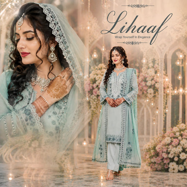 LF-MB2845 Unstitched Fully Embroidered Lawn Suit With Fully Embroidered Lawn Dupatta