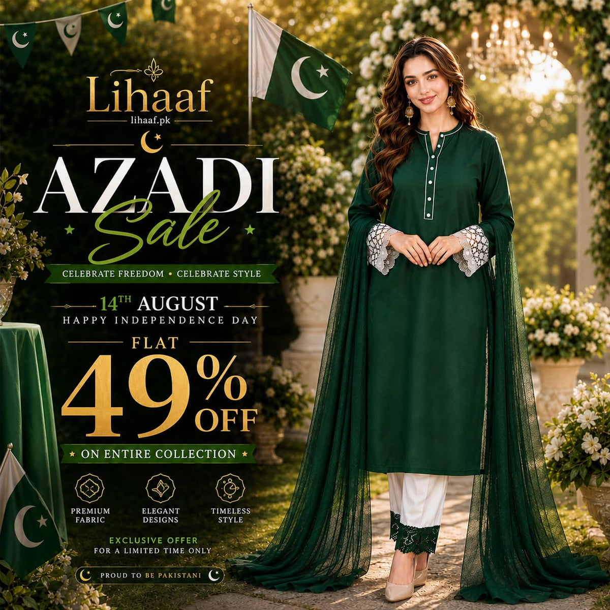 LF-001 3pc Lawn Dress With Chiffon Dupatta Also With Lasses And Shirt Button