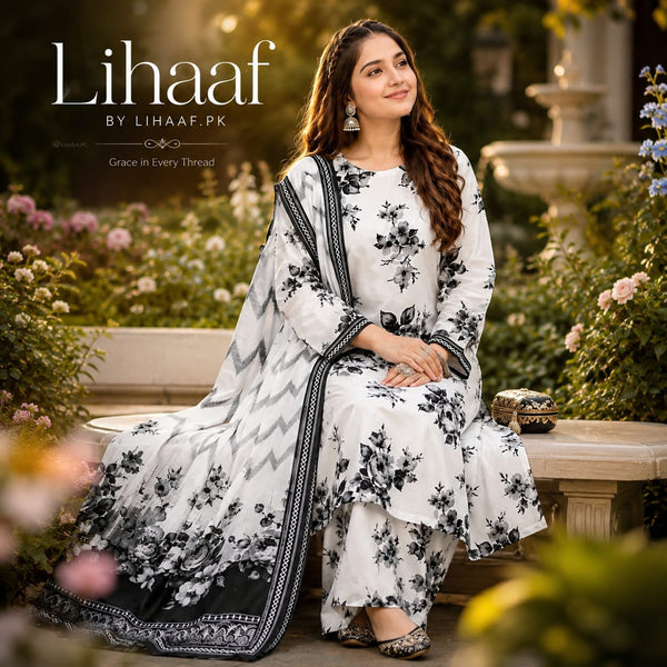 LF-D340 Digital Printed Lawn Suit 3pc With Lawn Digital Printed Dupatta