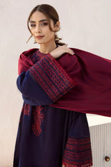 LF-JZ2910 Unstitched Fully Embroidered Dhanak Suit With Dyed Dhanak Shawl