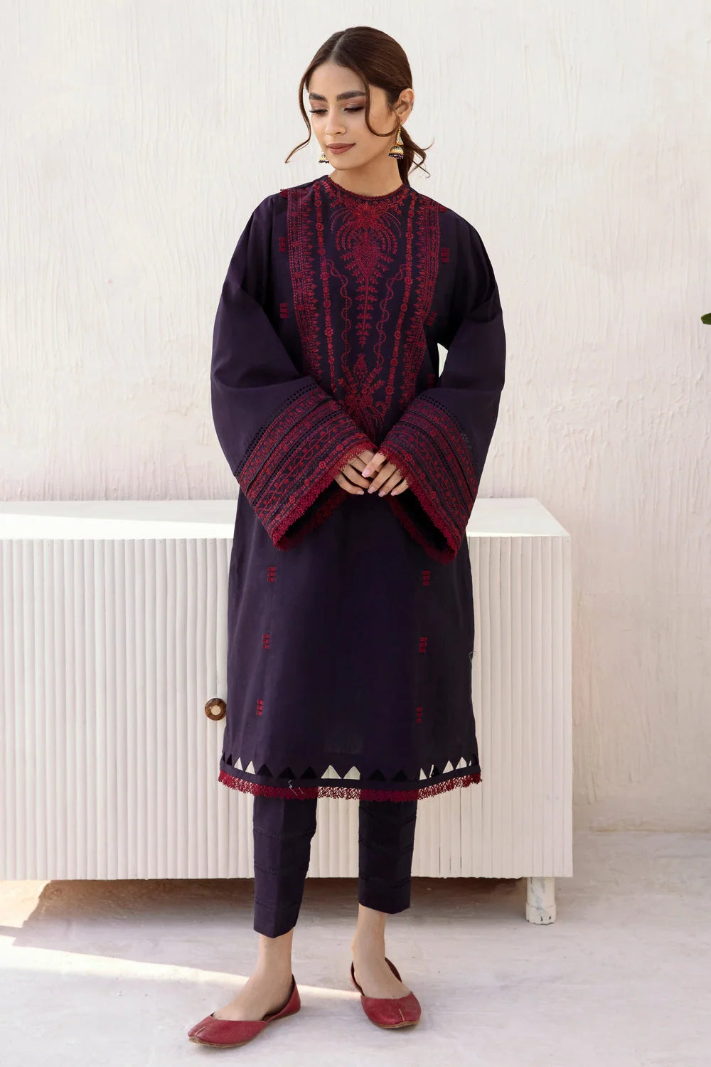 LF-JZ2910 Unstitched Fully Embroidered Dhanak Suit With Dyed Dhanak Shawl